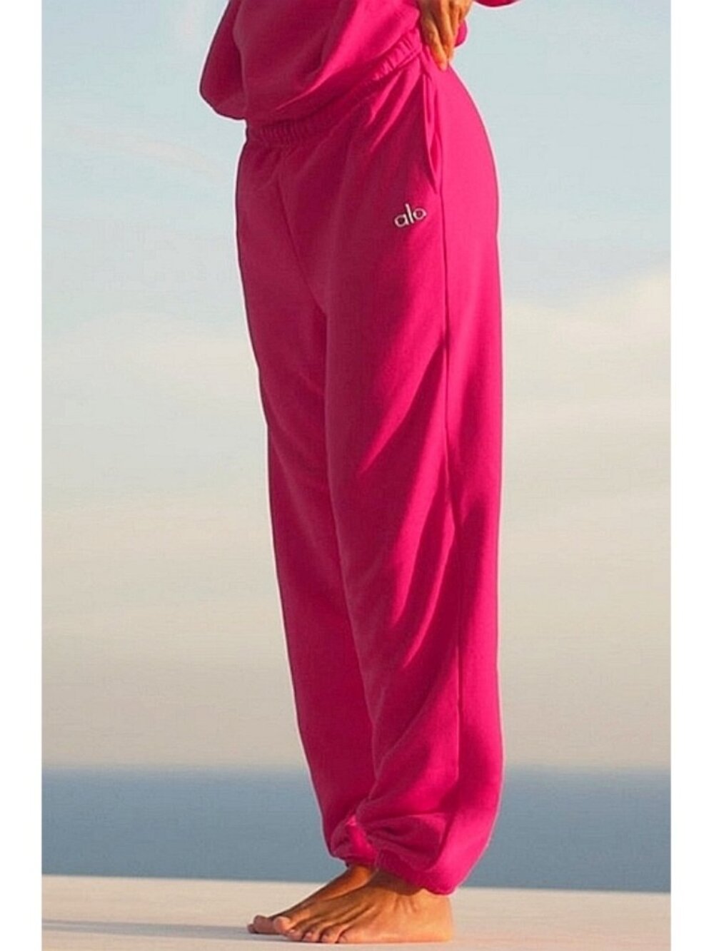 Alo Accolade Sweatpants Pink Summer Crush Hot High-Rise Waist Sweats Joggers S